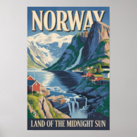Illustration de paysage norvégien Art de voyage vi