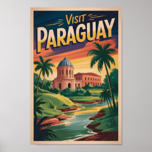 Poster Illustration de paysage paraguayen Art de voyage v