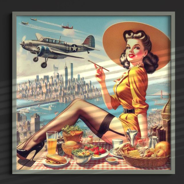Poster Illustration de pin-up d'avion rétro (Créateur téléchargé)