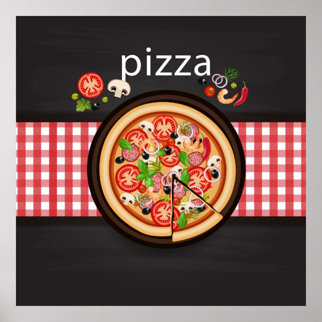 Poster Illustration de pizza (Devant)