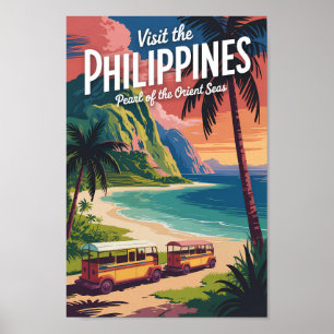 Poster Illustration de plage vintage de voyage aux Philip