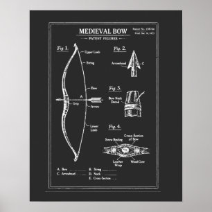 Poster Illustration de plan d'un arc médiéval