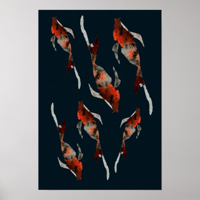 Poster Illustration de poisson koi aquarelle (Devant)