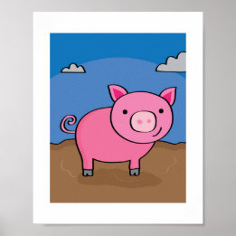 Poster Illustration de porc mignon Enfants élevage animal
