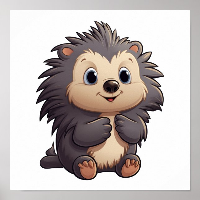 Poster Illustration de porcupine de dessin (Devant)
