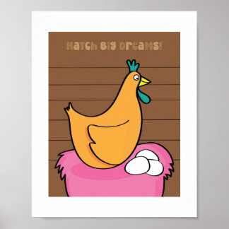 Poster Illustration de poulet mignon | Art d'animaux de f