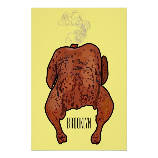 Poster Illustration de poulet rôti (Devant)