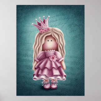 Poster Illustration de poupée fille mignonne