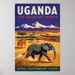 Poster Illustration de safari en Ouganda Art de voyage vi