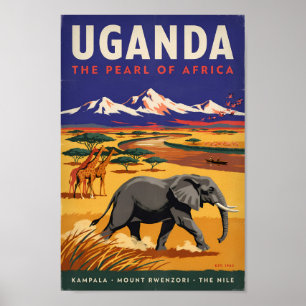 Poster Illustration de safari en Ouganda Art de voyage vi