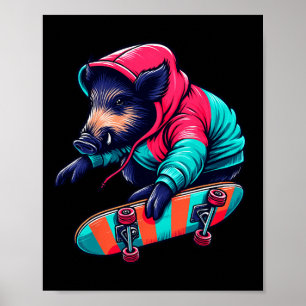 Poster Illustration de sanglier sauvage funky cool en ska
