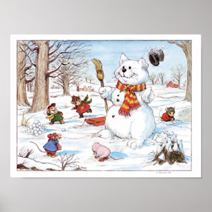 Poster Illustration de Snowball Fight Mice