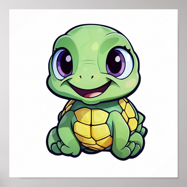 Poster Illustration de tortue caricaturale (Devant)