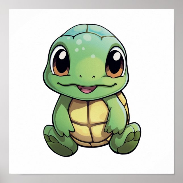 Poster Illustration de tortue caricaturale (Devant)