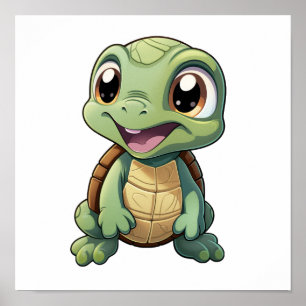 Poster Illustration de tortue caricaturale
