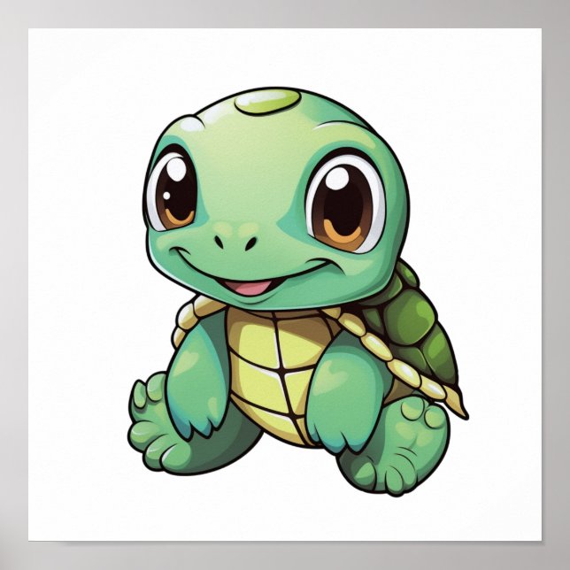Poster Illustration de tortue caricaturale (Devant)
