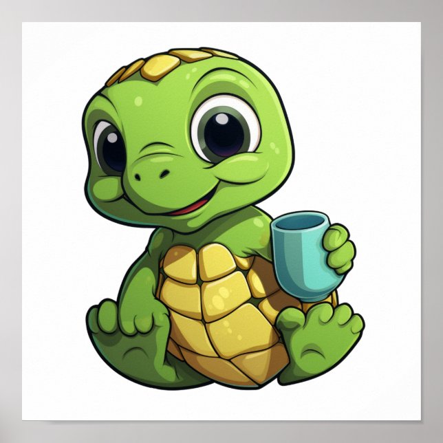 Poster Illustration de tortue caricaturale (Devant)