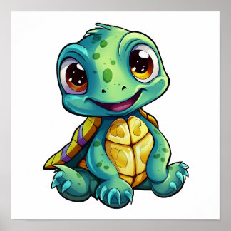Poster Illustration de tortue caricaturale
