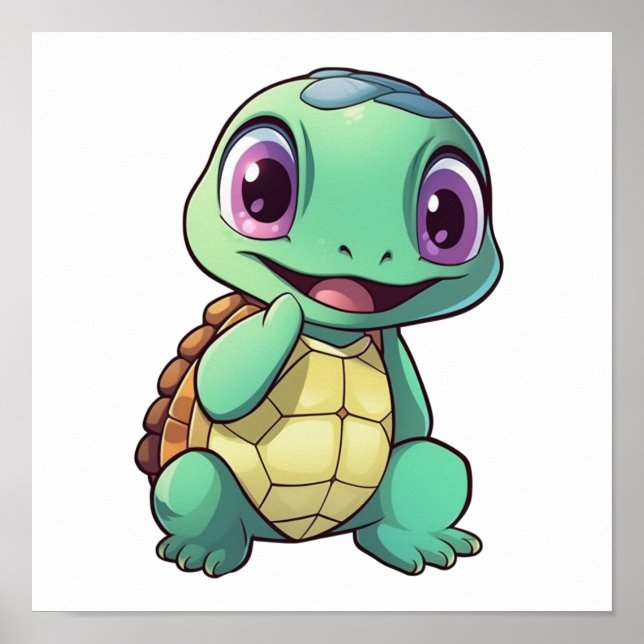 Poster Illustration de tortue caricaturale (Devant)
