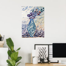 Illustration de vase floral texturé classique