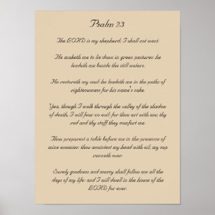 Poster Illustration de vers de bible, psaume 23