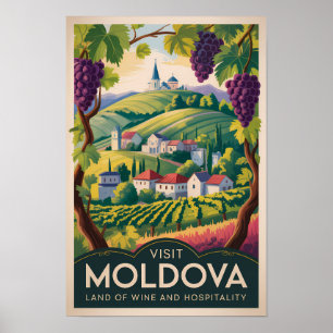 Poster Illustration de vignoble de Moldavie Art de voyage