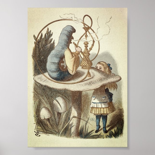 Poster Illustration de vintage Alice au pays des merveill (Devant)