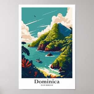 Poster Illustration de Vintage voyage de la Dominique des
