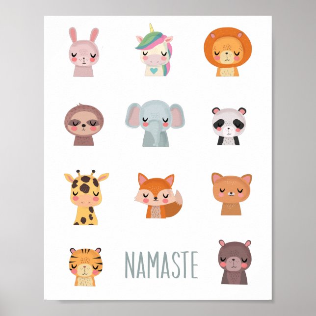Poster Illustration de visages animaux de Cute Zen Yoga K (Devant)