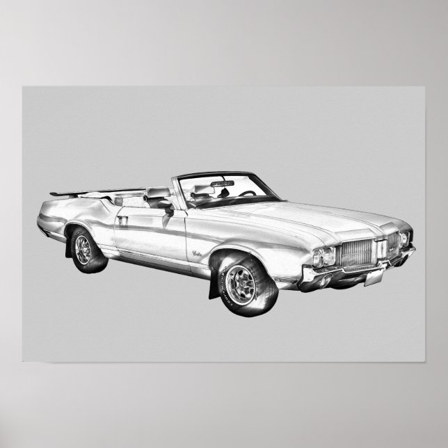 Poster Illustration de voiture 1971 Oldsmobile Cutlass Su (Devant)