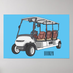Poster Illustration de voiturette de golf en dessin animé