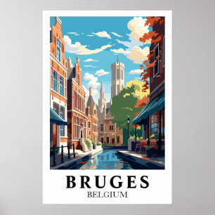 Poster Illustration de voyage à Bruges Belgique