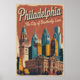 Poster Illustration de voyage à Philadelphie Pennsylvanie