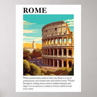 Poster Illustration de voyage à Rome Colisée Retro Italie