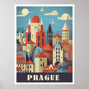Poster Illustration de voyage Art tchèque Prague