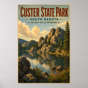 Poster Illustration de voyage au Custer State Park, Dakot