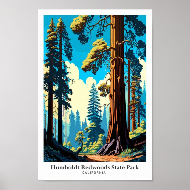 Poster Illustration de voyage dans le parc Humboldt Redwo (Devant)