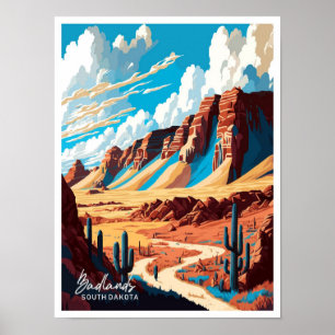 Poster Illustration de voyage dans le parc national Badla