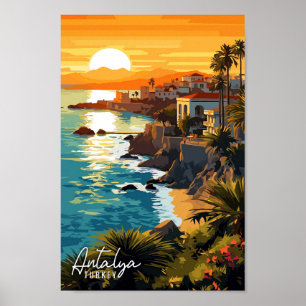 Poster Illustration de voyage d'Antalya Turkey