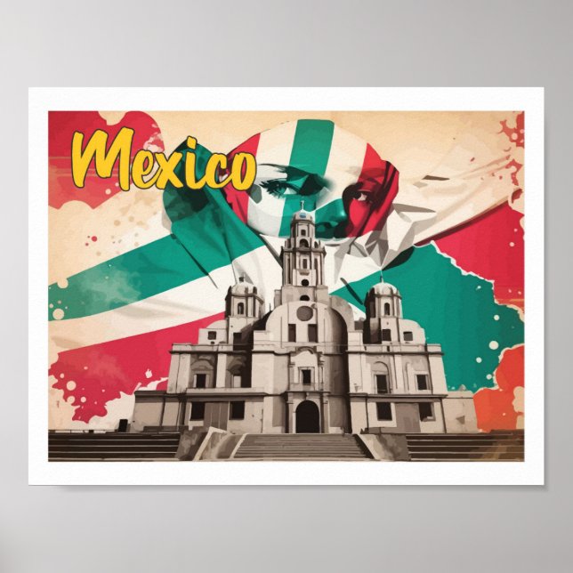 Poster Illustration de voyage d'art pop mexicain (Devant)