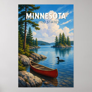 Poster Illustration de voyage d'art vintage du Minnesota