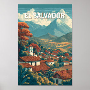 Poster Illustration de voyage d'art vintage El Salvador