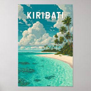 Poster Illustration de voyage d'art vintage Kiribati
