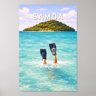Poster Illustration de voyage d'art vintage Samoa