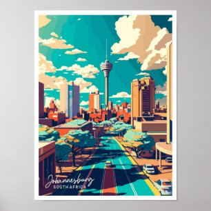 Poster Illustration de voyage de Johannesburg Afrique du 