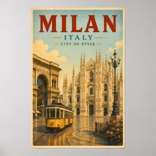 Poster Illustration de voyage de la cathédrale de Milan I