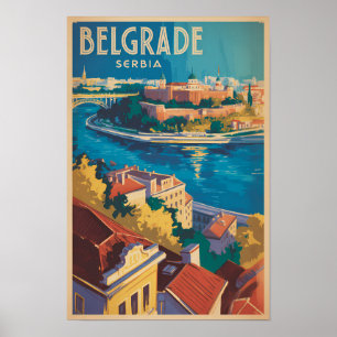 Poster Illustration de voyage de la rivière de Belgrade S