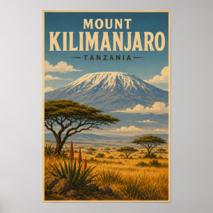 Poster Illustration de voyage de l'art du Mont Kilimandja