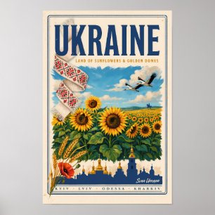 Poster Illustration de voyage du dôme doré du tournesol d