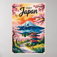 Illustration de voyage du mont Fuji au Japon Art v